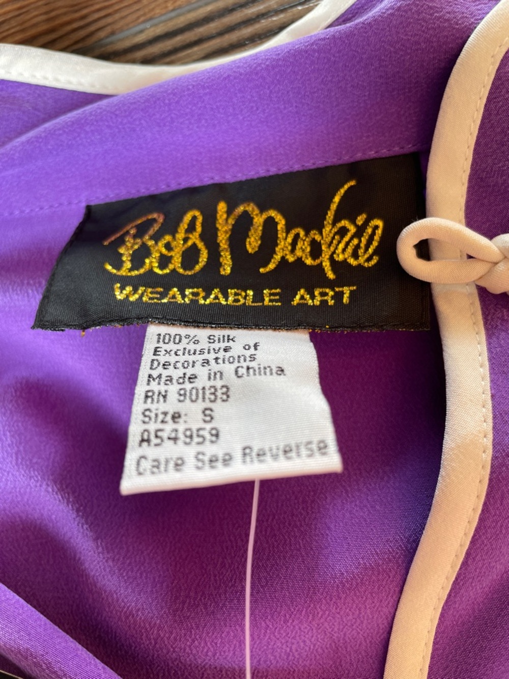 NWT Bob Mackie Purple Button-Down White Embroidered Floral Tunic Mandarin Collar - Picture 6 of 10